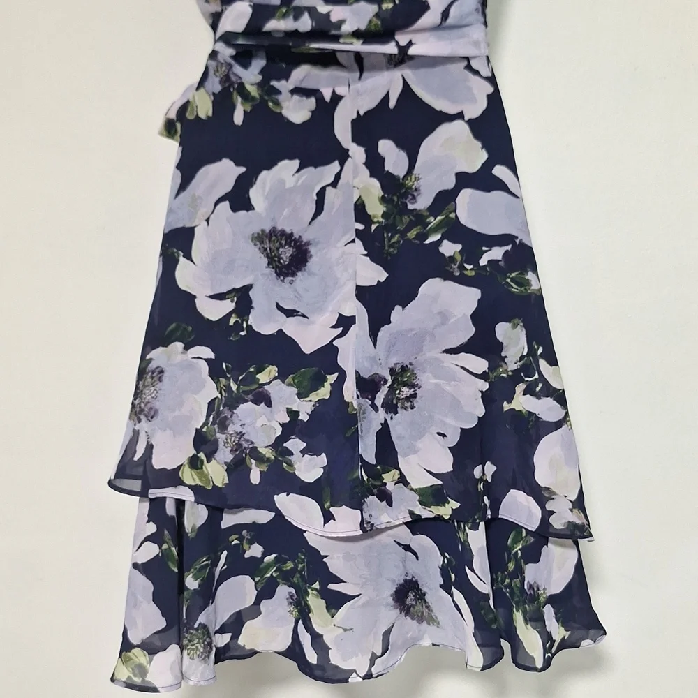 Tahari Floral Midi Dress V-Neck Faux Wrap - Picture 8 of 11